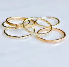 Stackable Hammered Rings - Gold