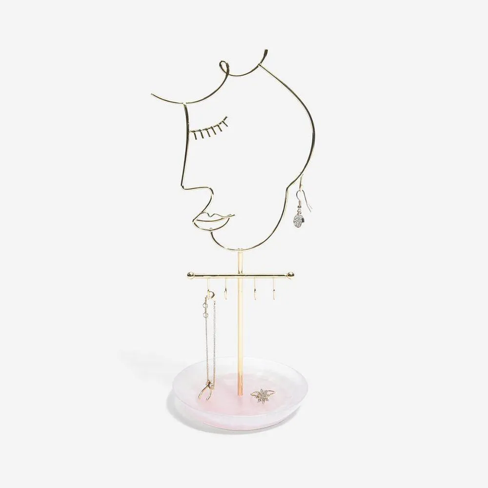 Stackers 5 Hook Face Jewellery Stand Rose Quartz