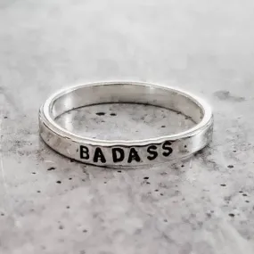 Stamped Ring - Sterling Silver Badass