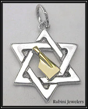 Star of David with 14kt Gold Mini Blade Pendant