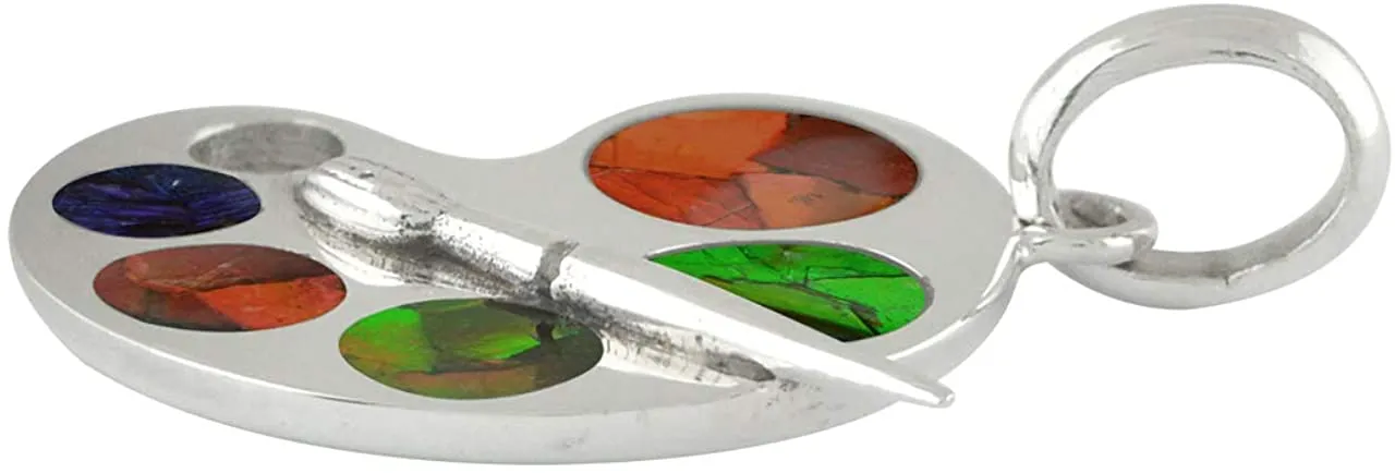 Starborn Ammolite and Sterling Silver Artist Palette Pendant