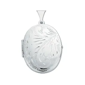 Sterling 925 Silver Oval Shaped Locket Pendant Necklace