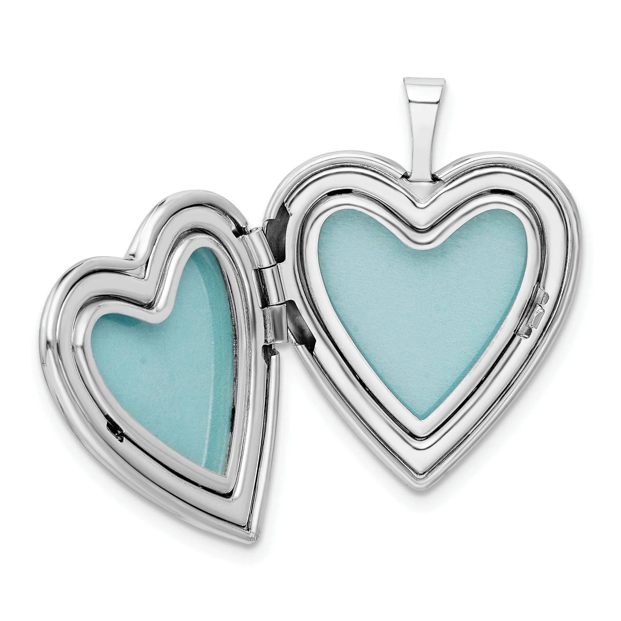 Sterling Silver 20mm LOVE TO THE MOON Diamond Heart Locket