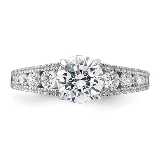 Sterling Silver 7mm Round Channel Set CZ Engagement Ring