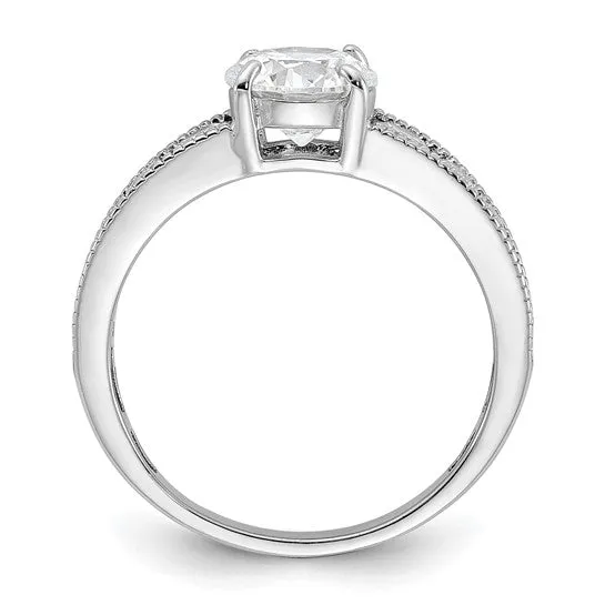 Sterling Silver 7mm Round Channel Set CZ Engagement Ring