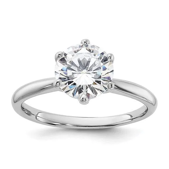 Sterling Silver 9mm CZ 6 Prong Solitaire Engagement Ring