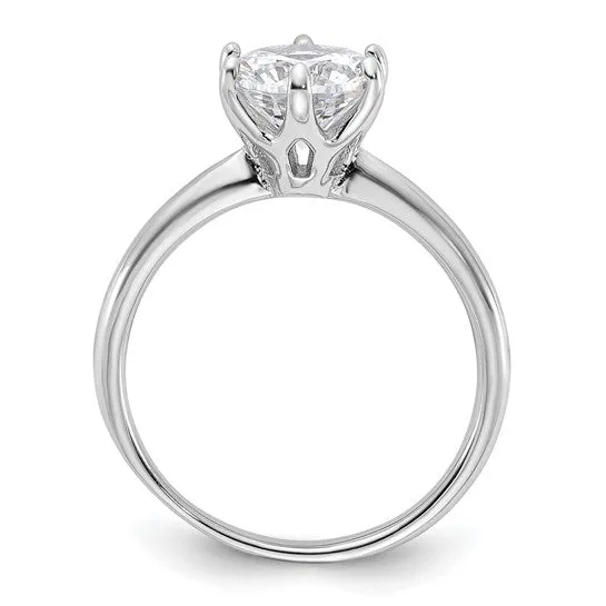 Sterling Silver 9mm CZ 6 Prong Solitaire Engagement Ring