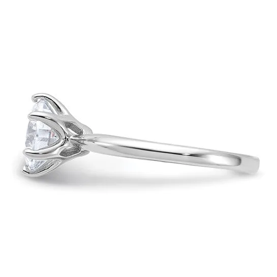 Sterling Silver 9mm CZ 6 Prong Solitaire Engagement Ring