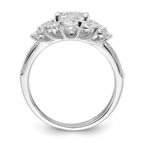 Sterling Silver CZ Engagement Ring and Band Set