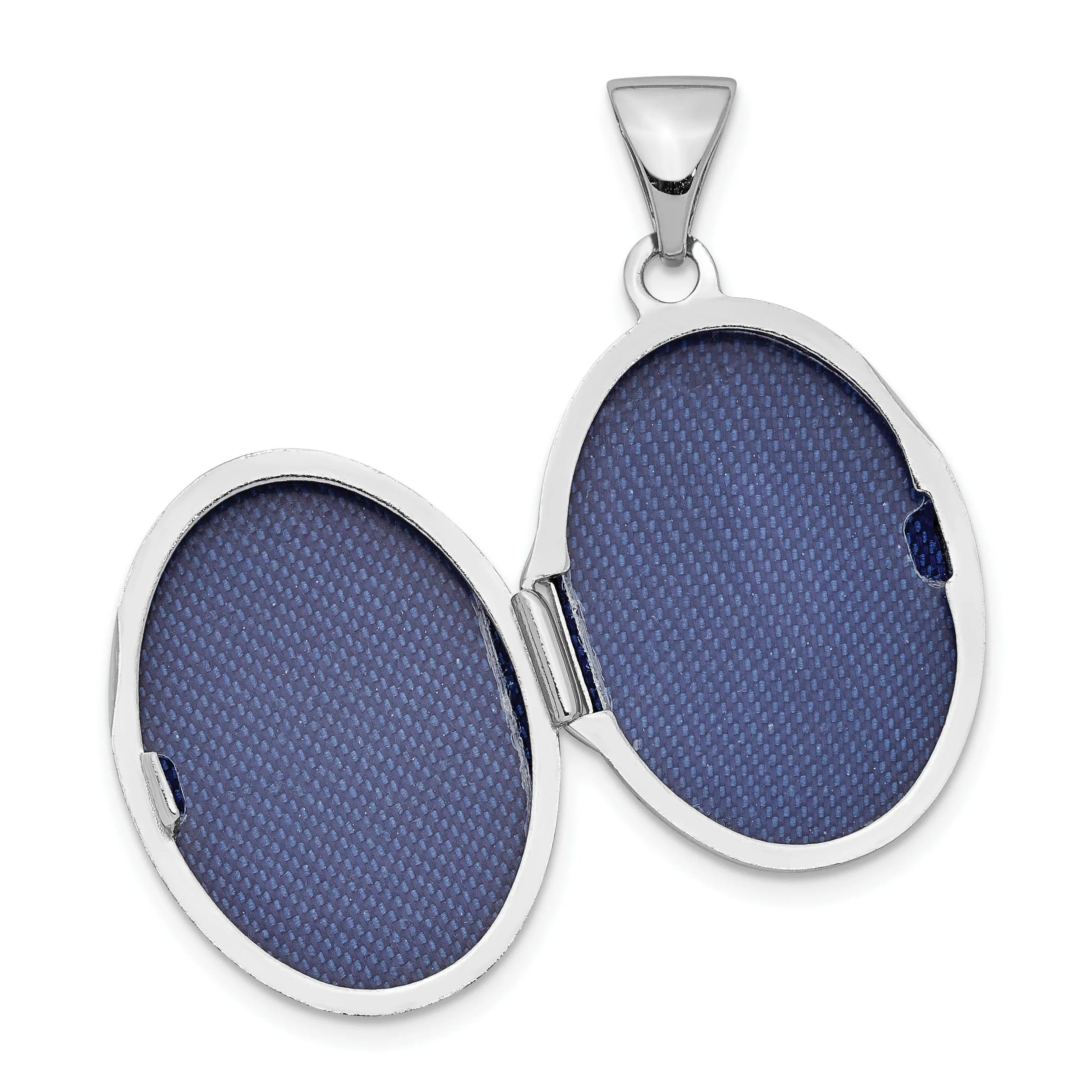 Sterling Silver Rhodium-plated 17mm Scrolled Oval Locket