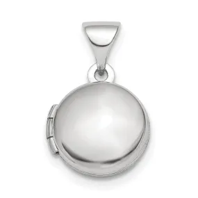 Sterling Silver Rhodium-plated Polished Domed 10mm Round Locket