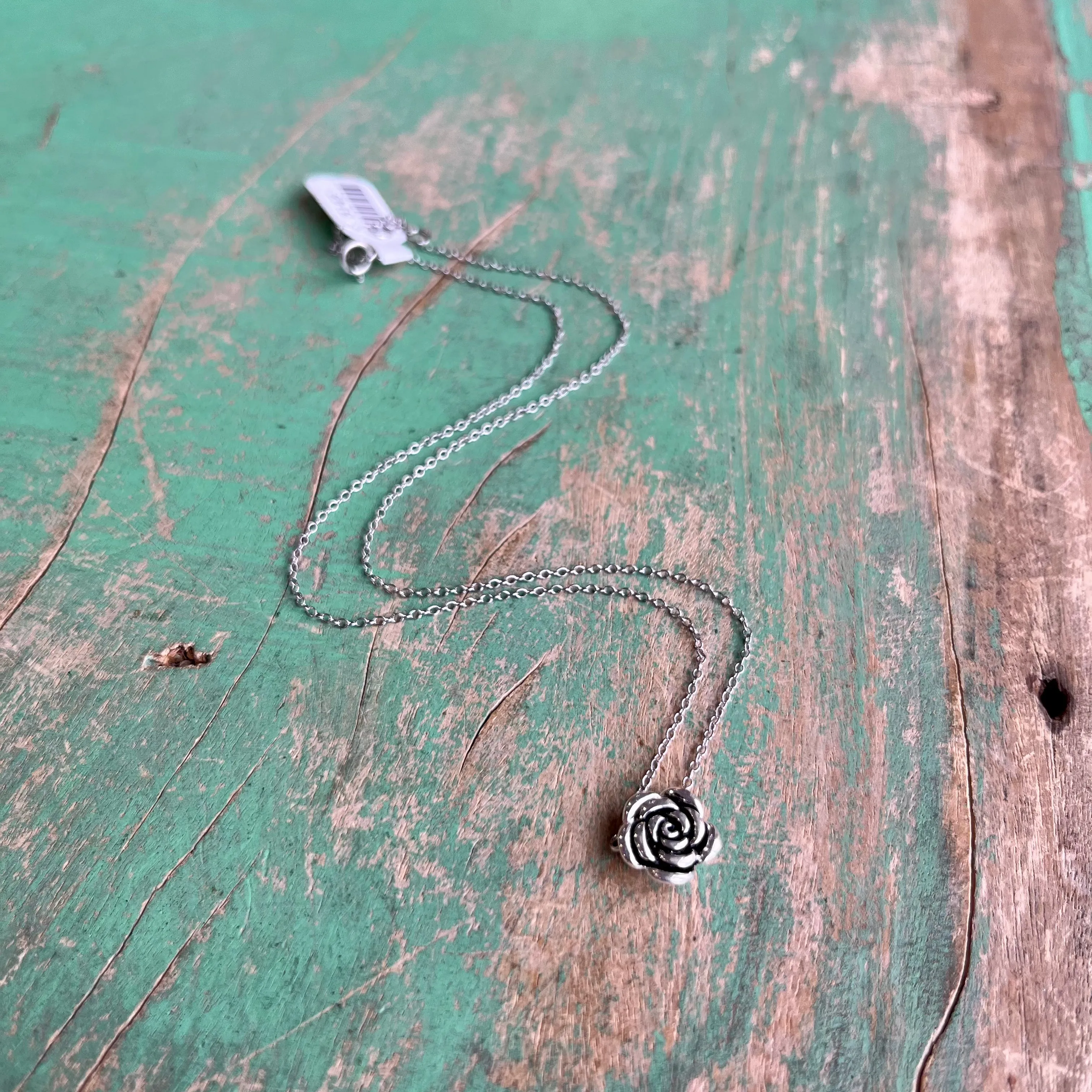 Sterling Silver Rose Bud Necklace