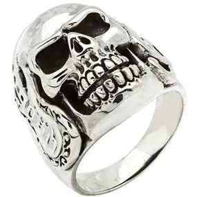 Sterling Silver Skeleton Skull Guitar Ring For Men