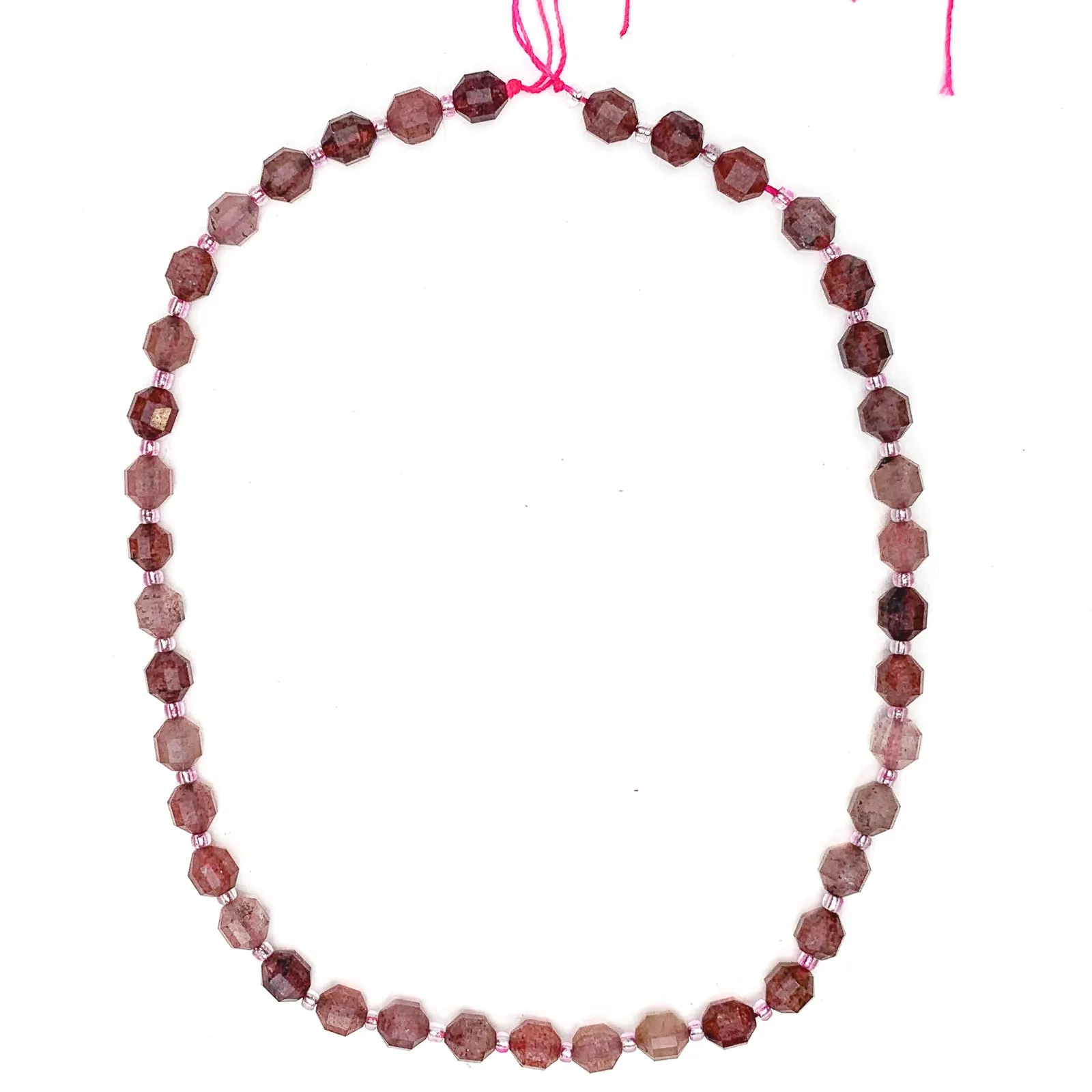 Strawberry Quartz 7mm Faceted Drums Bead Strand