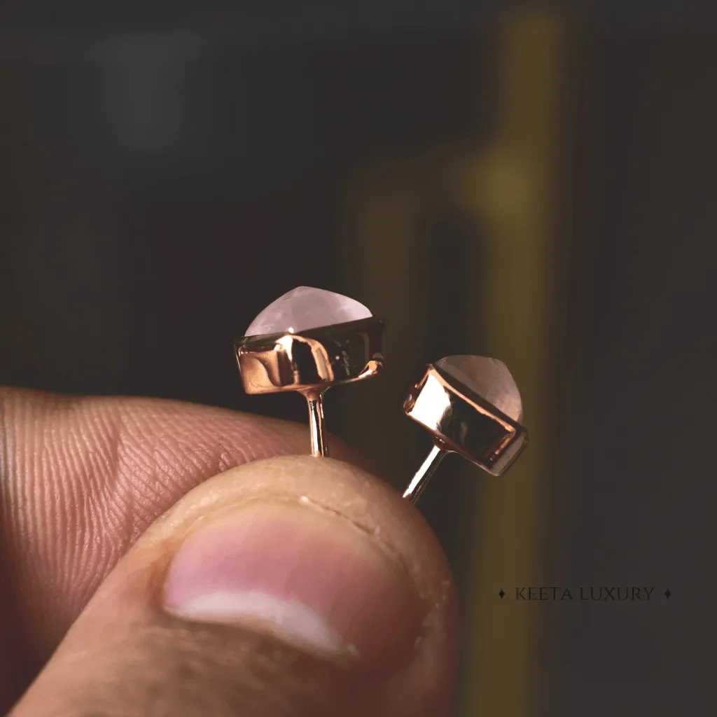 Sugar Loaf - Rose Quartz  Studs