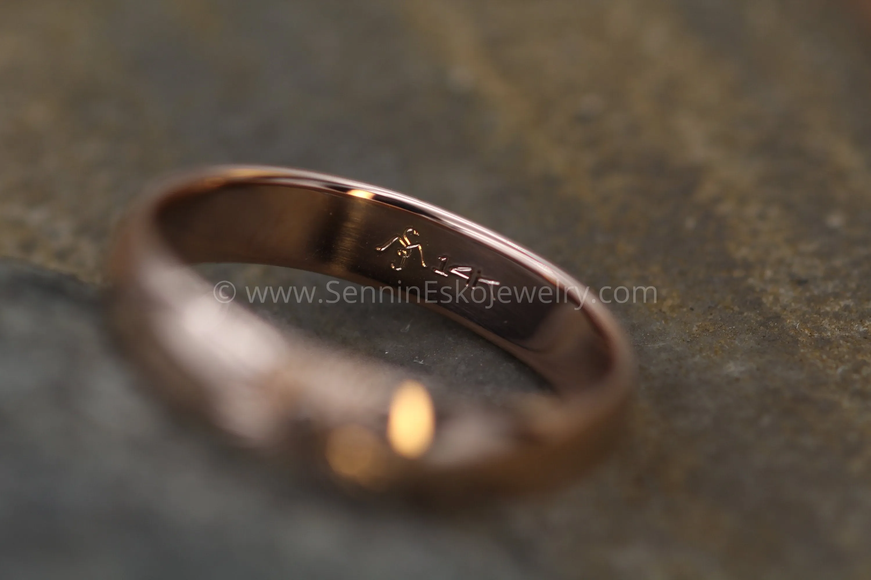 Sun Engraved Rose Gold 5x1.5mm Comfort Fit Band - Glossy Finish