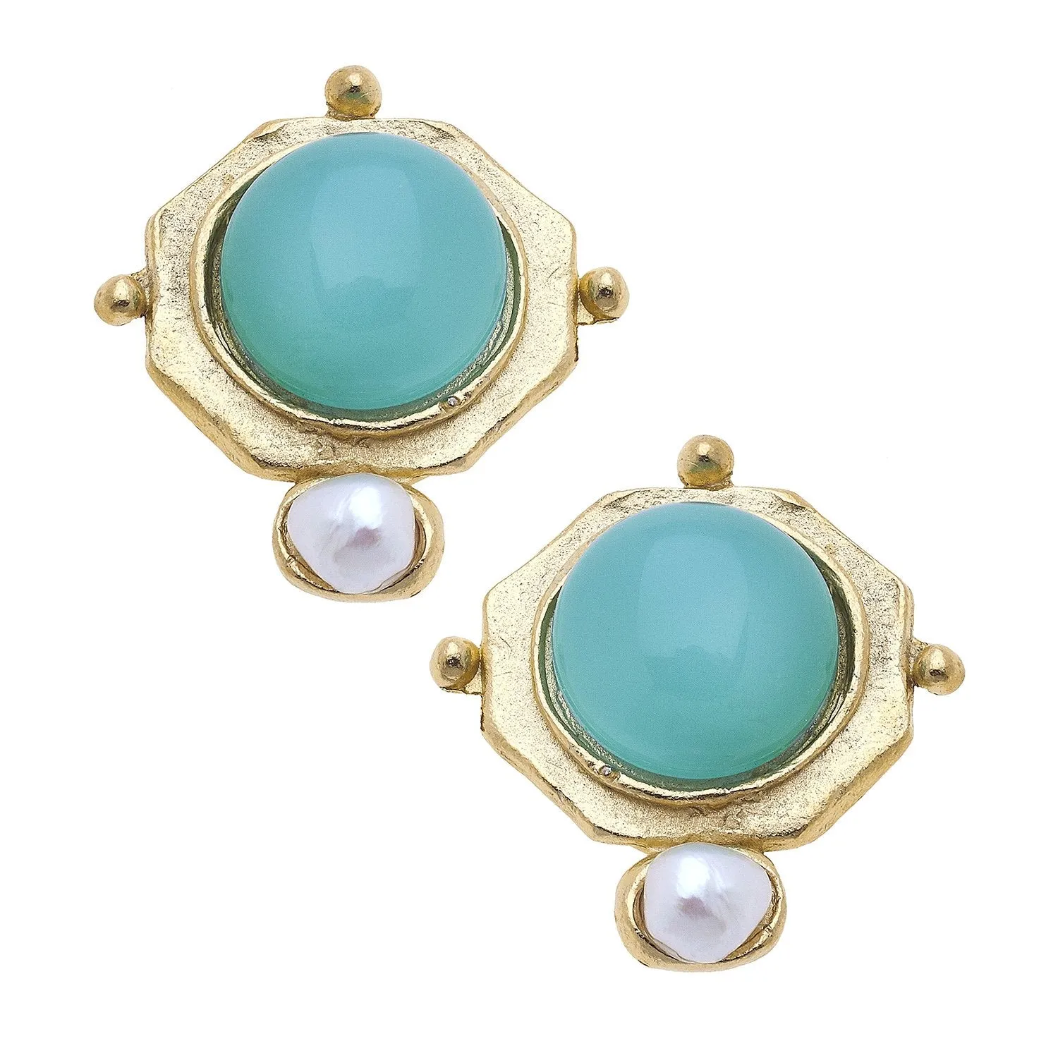 Susan Shaw Becca Stud Earrings in Aqua Quartz