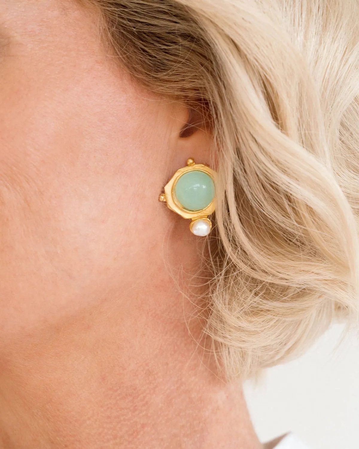 Susan Shaw Becca Stud Earrings in Aqua Quartz