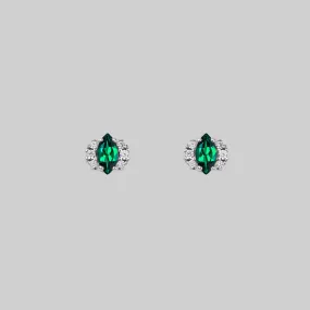 TALIA. Green Quartz Cluster Stud Silver Earrings