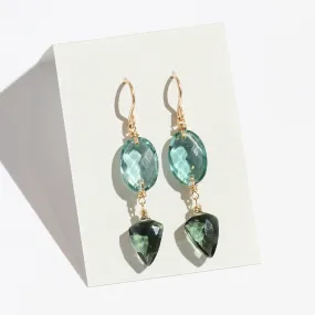 Teal and Olive Quartz Earrings