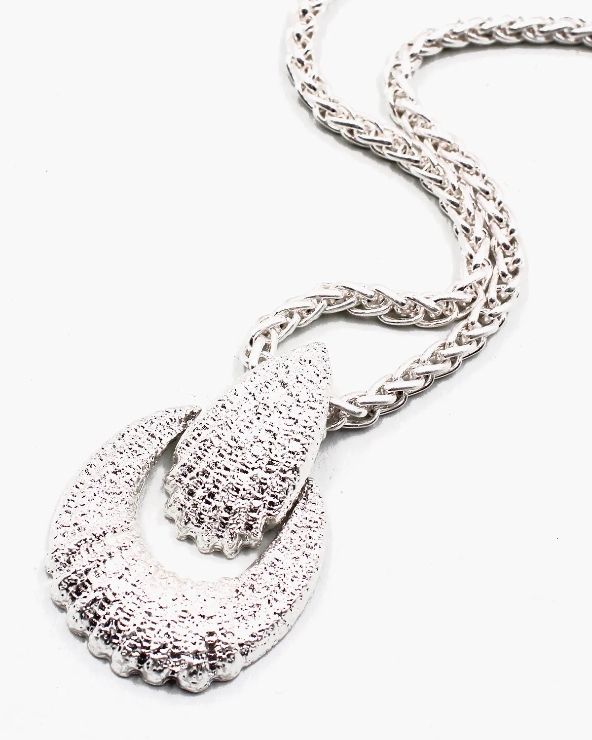 Textured Metal Pendant Necklace