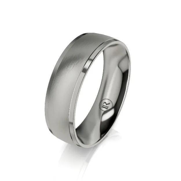 The Dunkirk Two Tone Polished and Brushed Titanium Wedding Ring