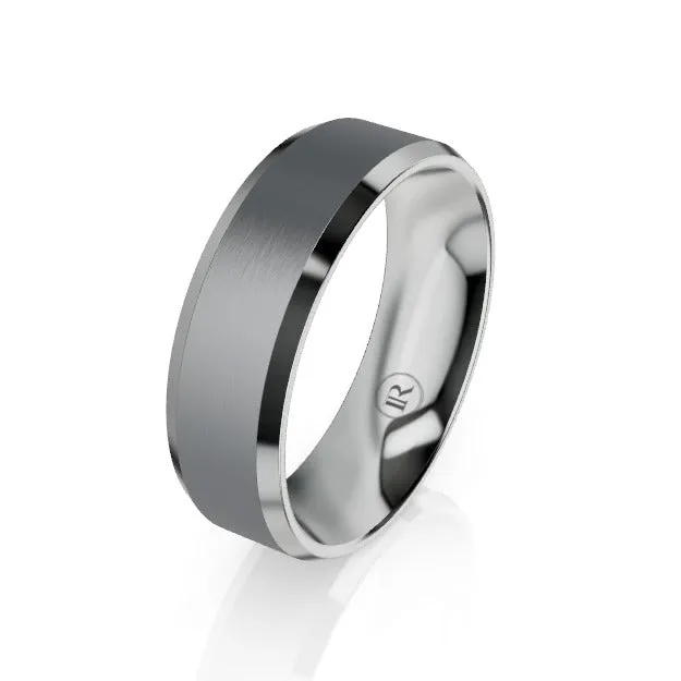 The Vanguard Tantalum and Gold Bevelled Edge Wedding Ring