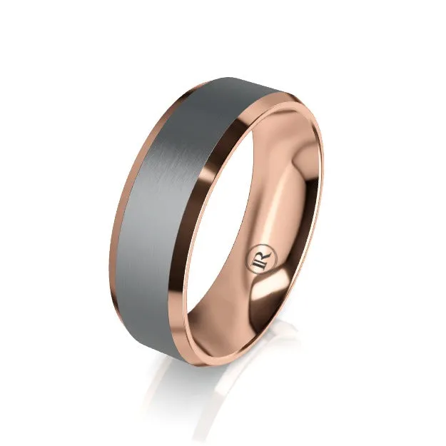 The Vanguard Tantalum and Gold Bevelled Edge Wedding Ring