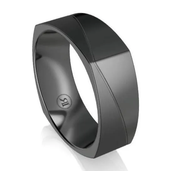 The Xander Squared Black Zirconium Wedding Ring