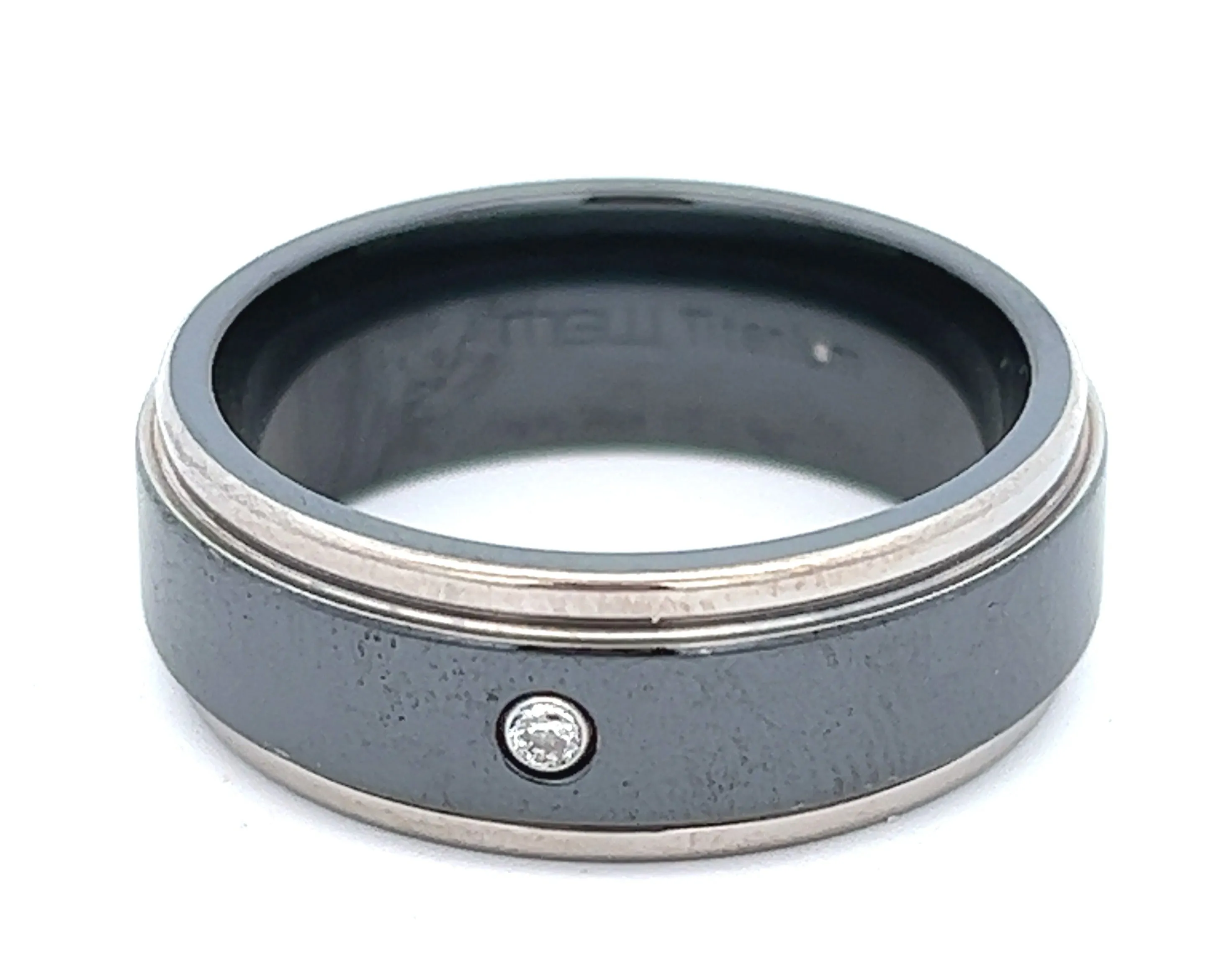 Titanium & Diamond Ring Wedding Band