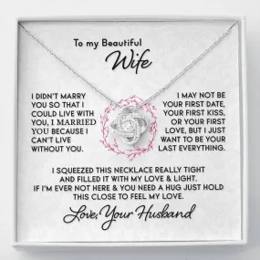 To my Wife necklace, Birthday gift, mother day gift for Wife, Wife Love Knot Necklace