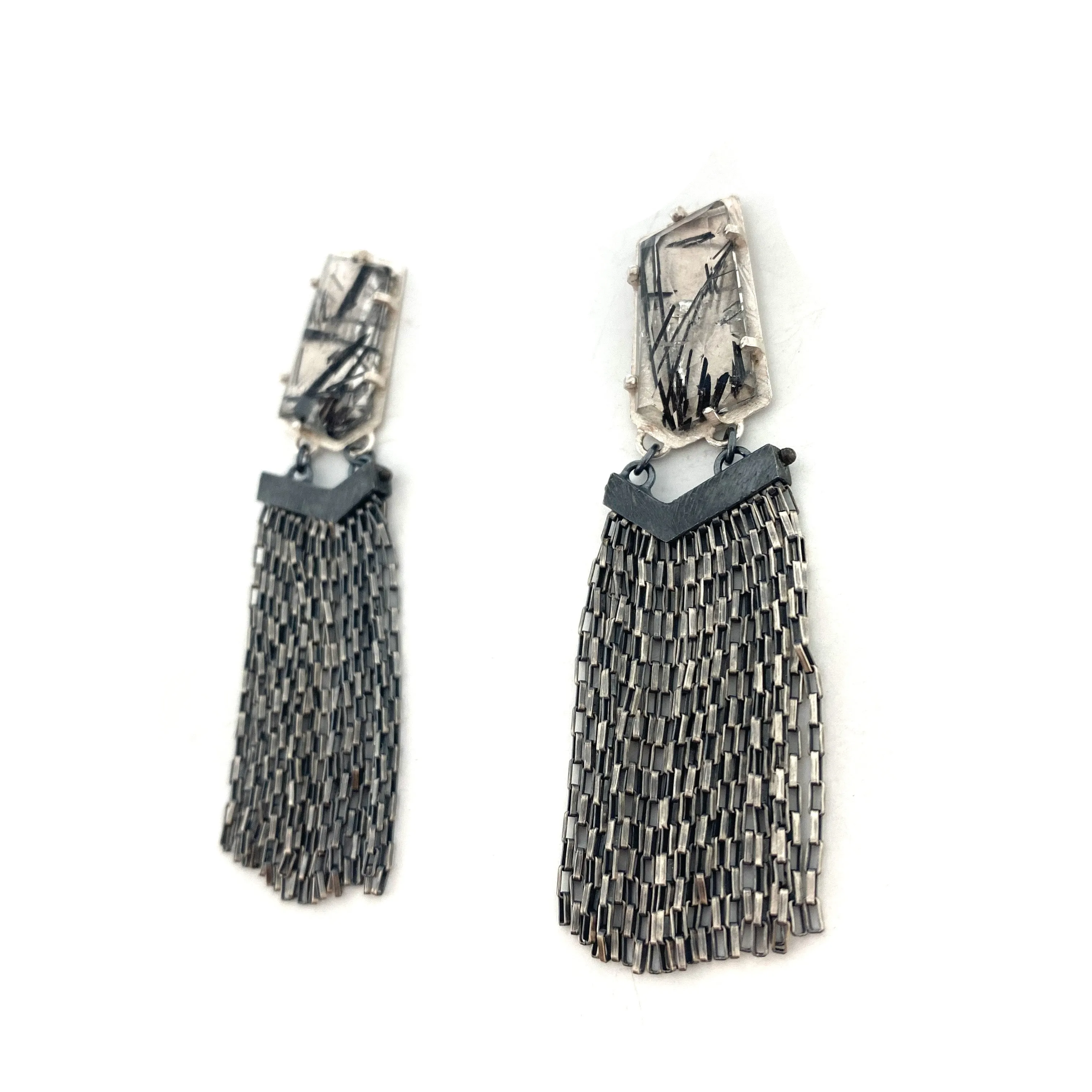 Tourmalated Quartz Chain Earrings