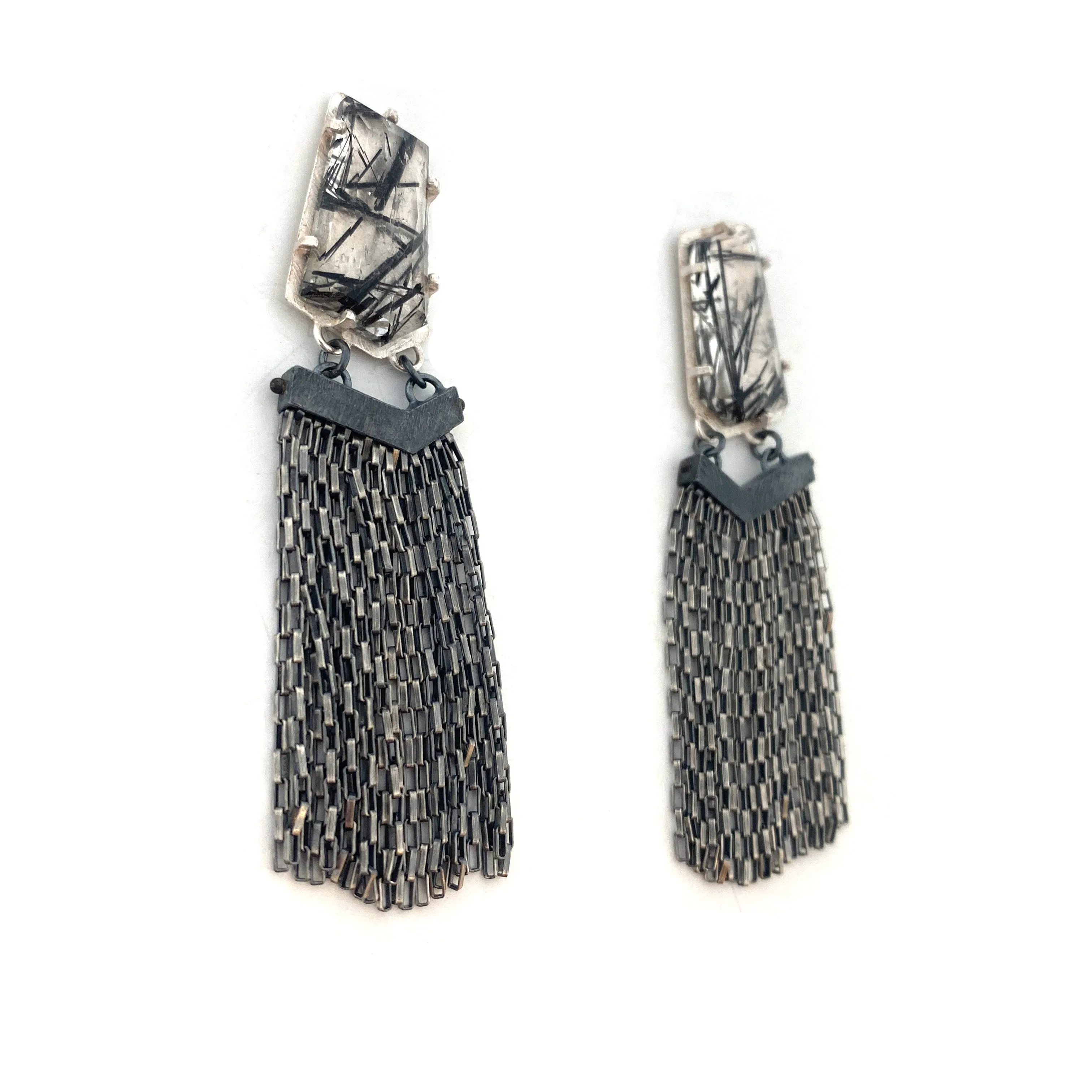 Tourmalated Quartz Chain Earrings