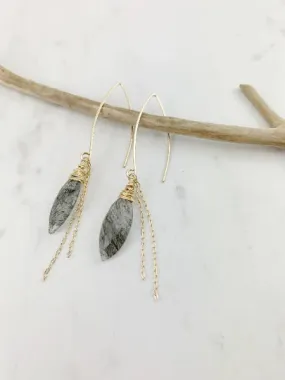 Tourmalinated Quartz Threader Earrings