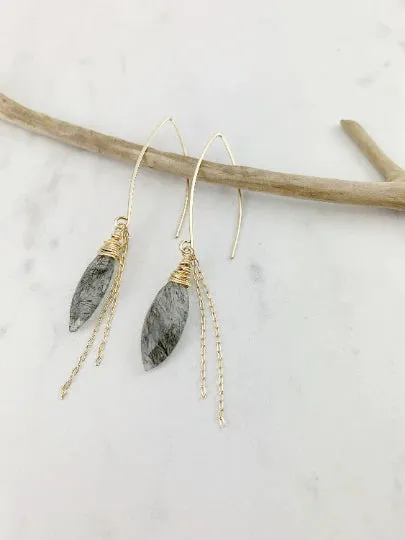 Tourmalinated Quartz Threader Earrings