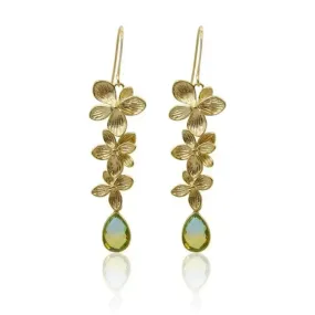 Tropical Aura 3 Bloom Plumeria Gold Earrings