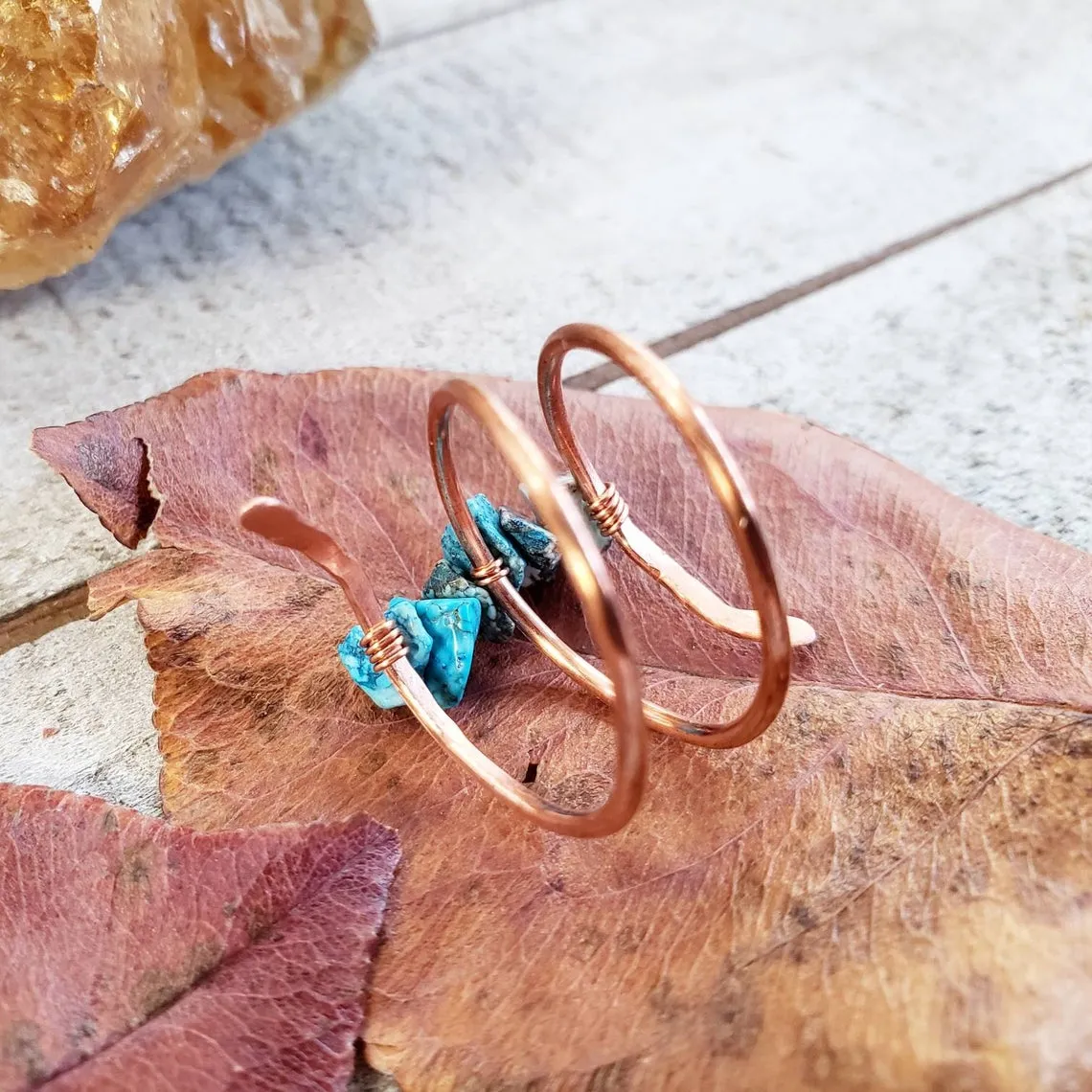 Turquoise stone copper ring