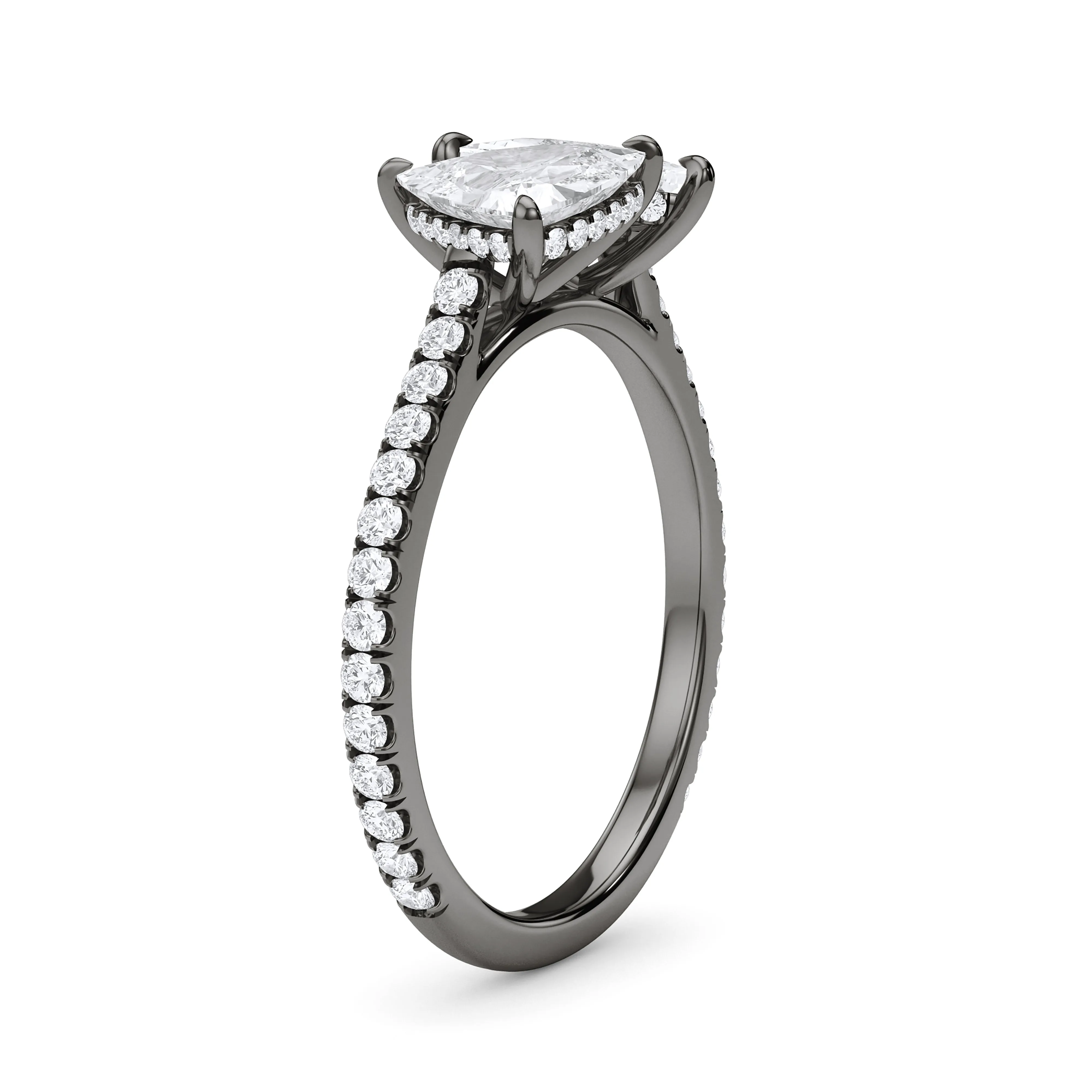 Twin Trillion Pave Diamond Ring