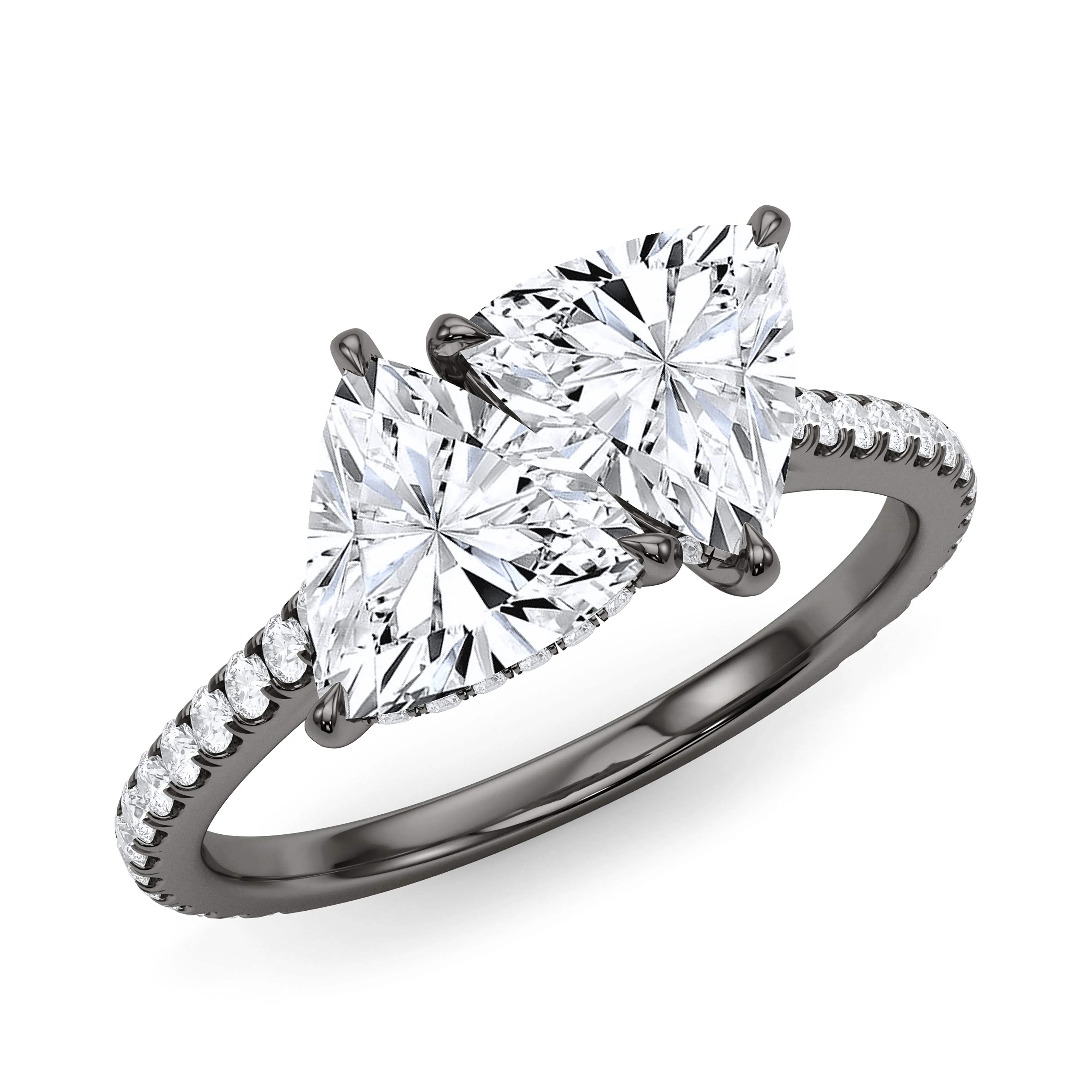 Twin Trillion Pave Diamond Ring