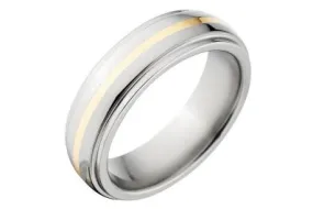 Two Toned Cobalt and 14k Gold Wedding Band -Premium Cobalt Wedding Ring