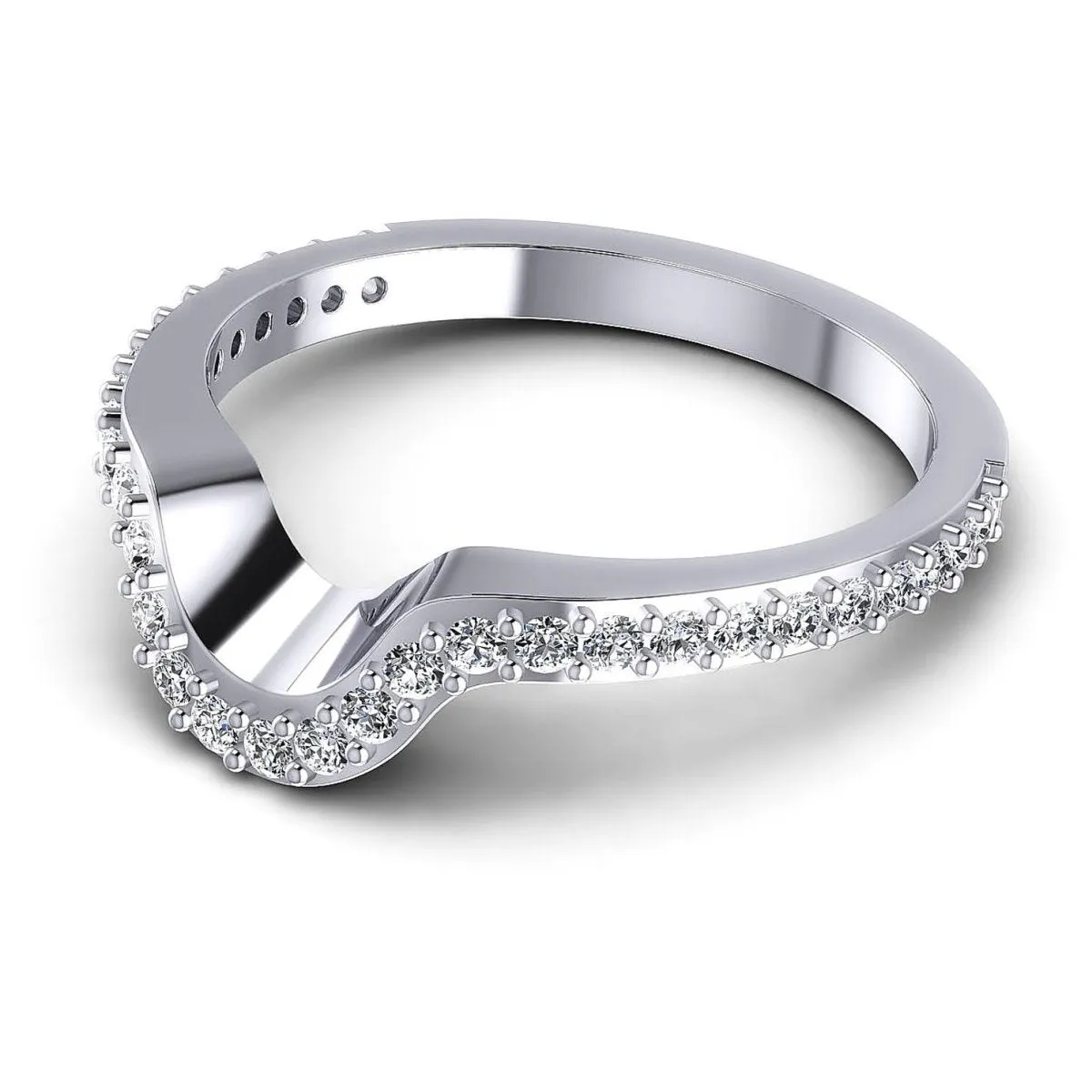 Unique 0.35 CT Round Cut Diamond Wedding Ring in 14 KT White Gold