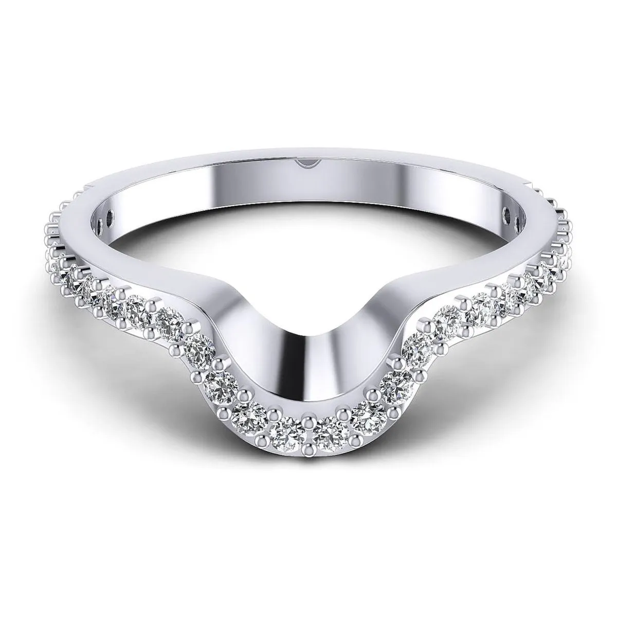 Unique 0.35 CT Round Cut Diamond Wedding Ring in 14 KT White Gold