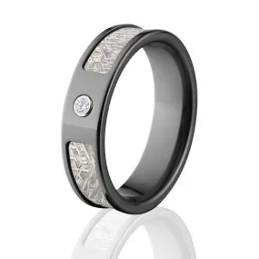 USA Made Custom Meteorite Wedding Bands, 6mm Wide