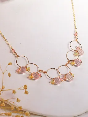 Vannucci Gold Hoop Rose Quartz & Opal Necklace