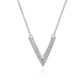 Veda Moissanite V Shaped Pendant Necklace