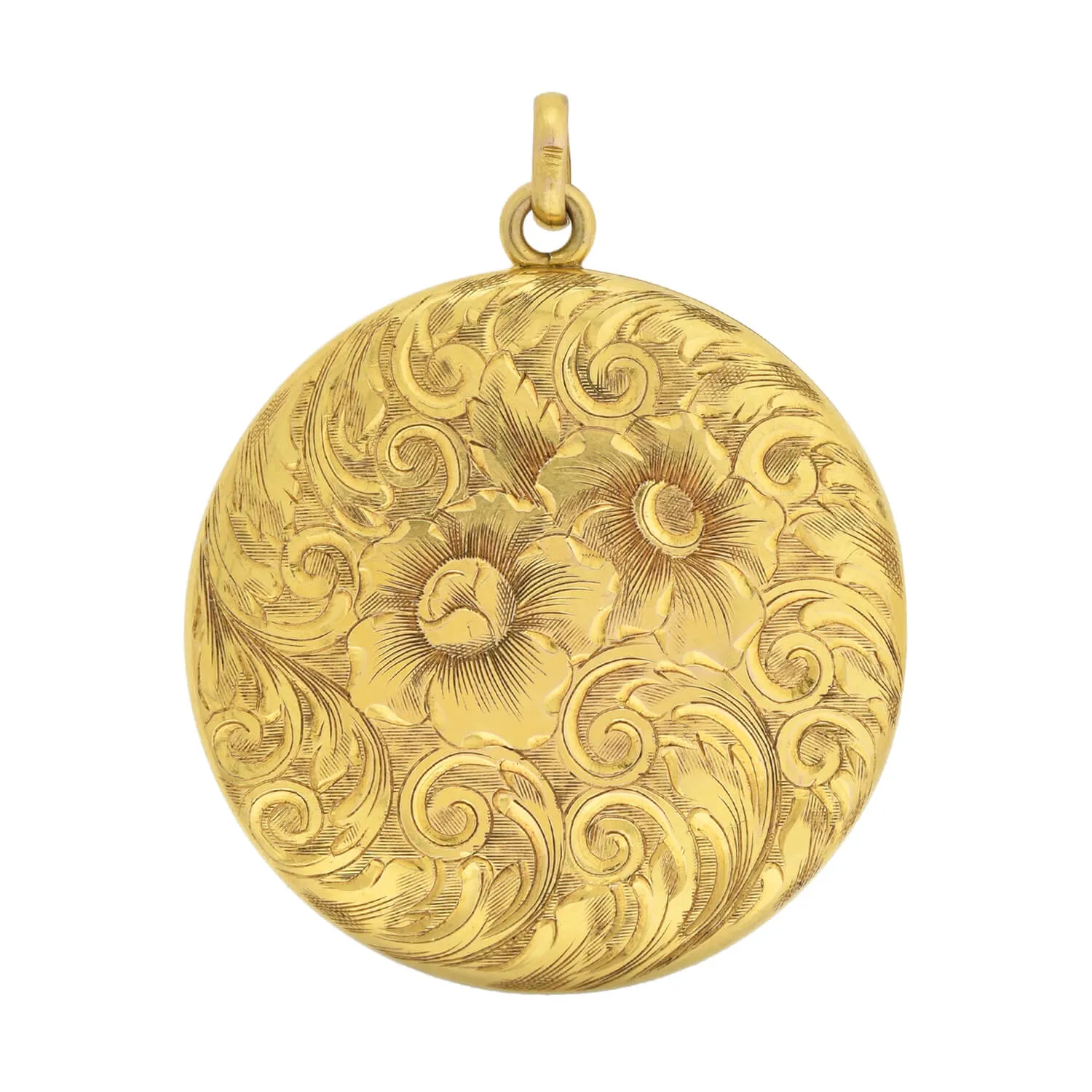 Victorian 10kt Engraved Locket with Floral Motif