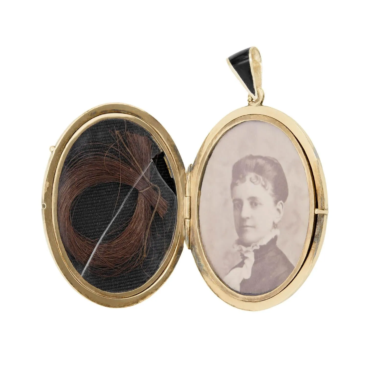 Victorian 14k Black Enamel Pendant Locket