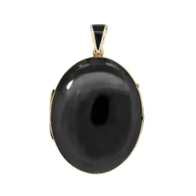 Victorian 14k Black Enamel Pendant Locket