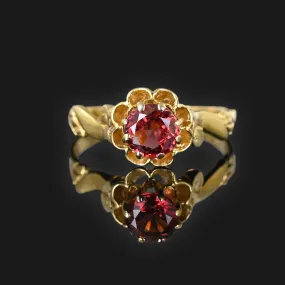 Vintage 14K Gold Buttercup Garnet Solitaire Ring