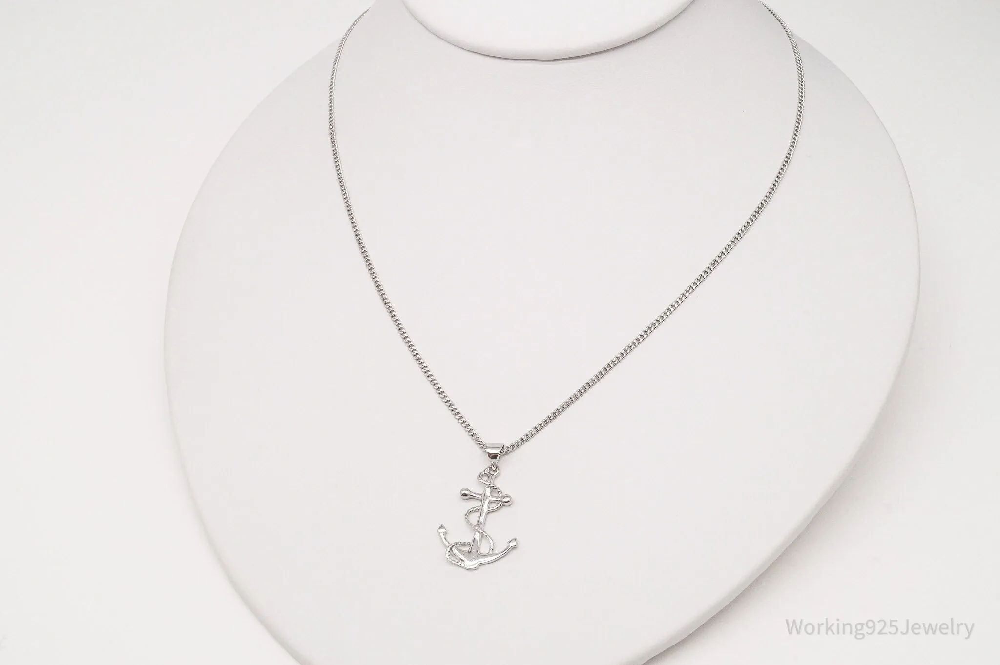 Vintage Anchor Sterling Silver Necklace 18"